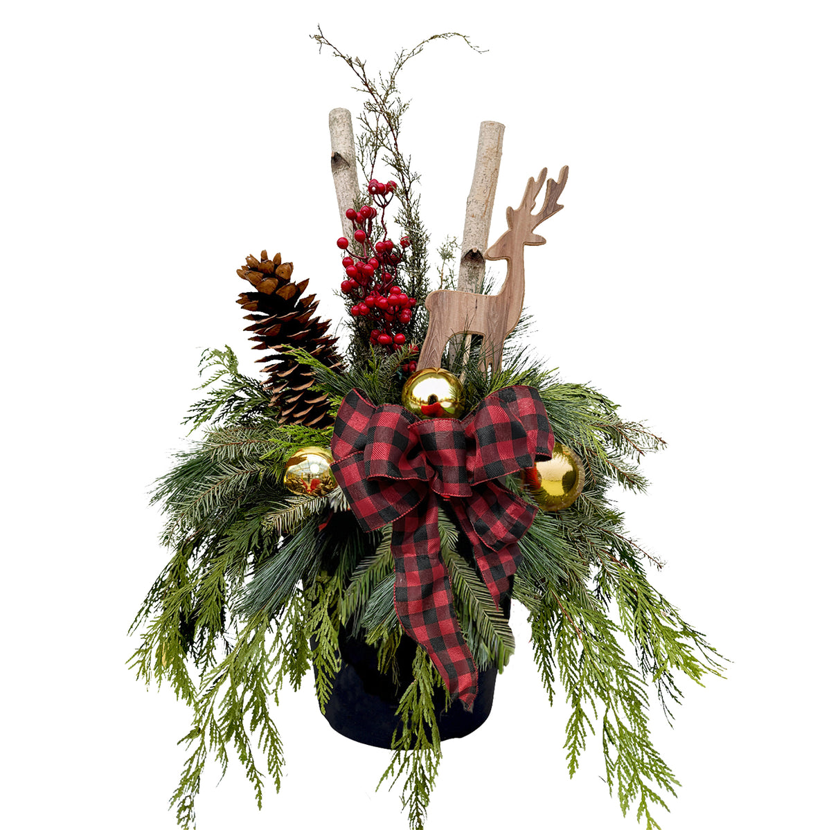 Rustic Deer Winter Porch Pot