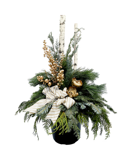 Gold Winter Porch Pot