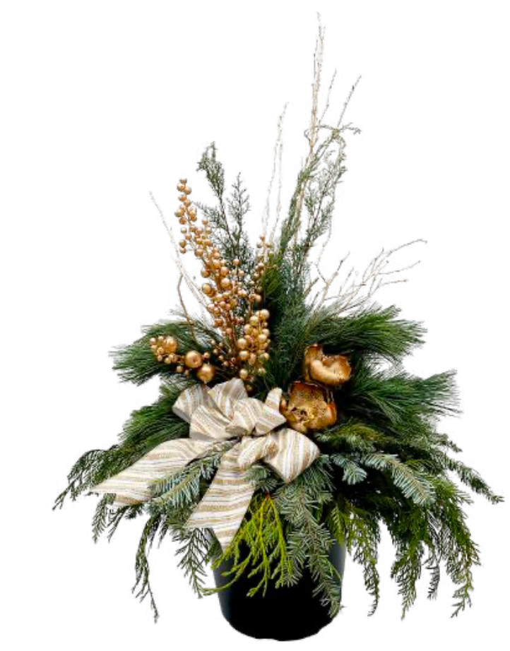 Gold Winter Porch Pot