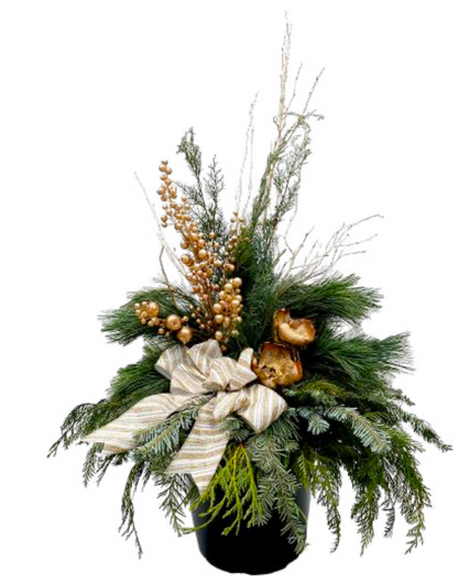 Gold Winter Porch Pot