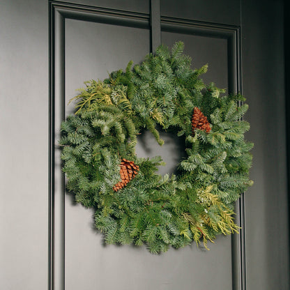 Mixed Noble Fir Wreath with Cones - 20 Inch