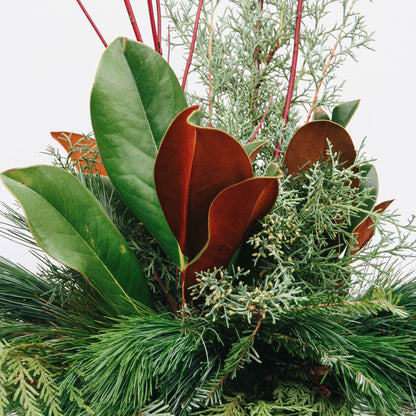 Modern Greens & Dogwood Winter Porch Pot