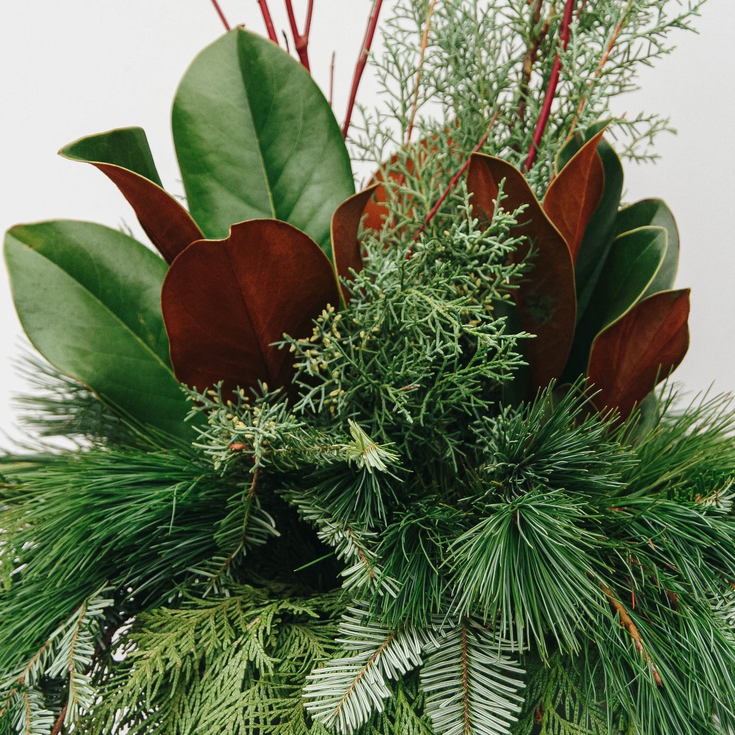 Modern Greens & Dogwood Winter Porch Pot