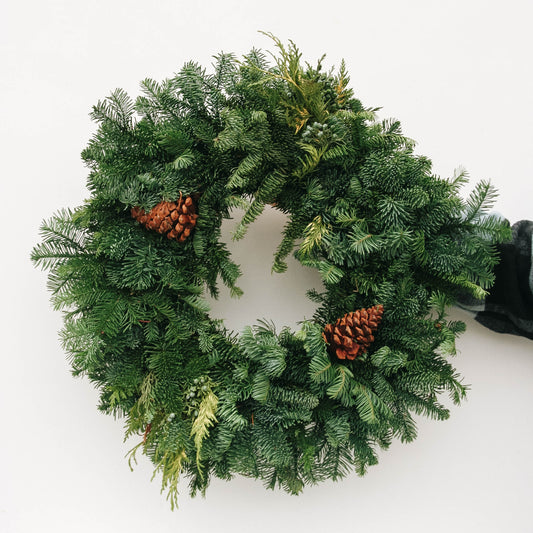 Mixed Noble Fir Wreath with Cones - 20 Inch