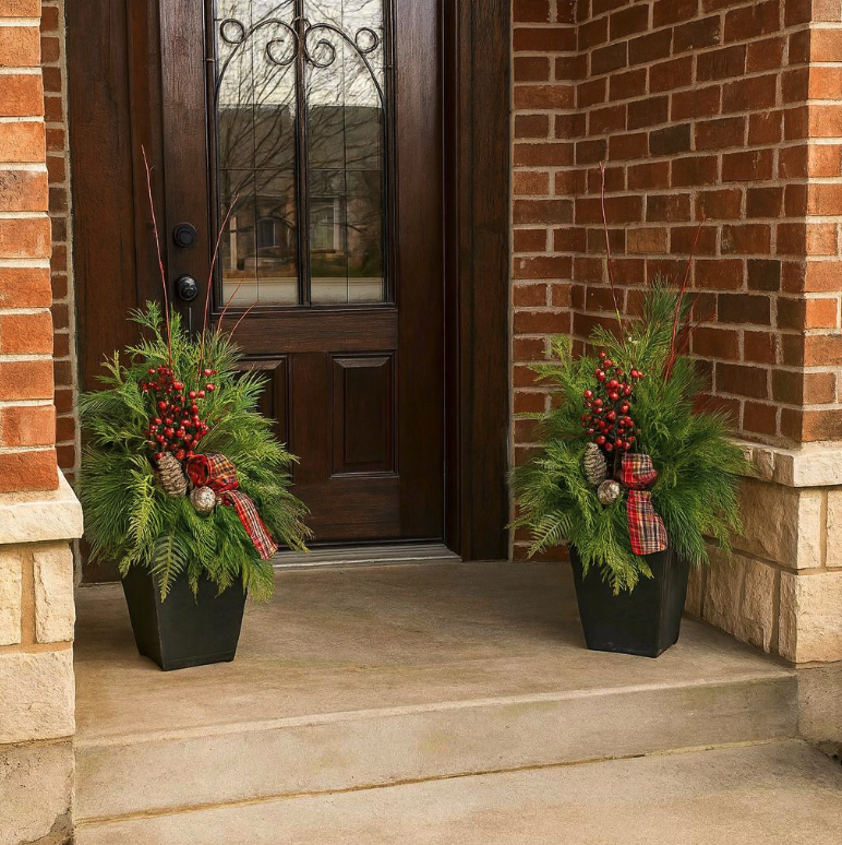 Classic Winter Porch Pot